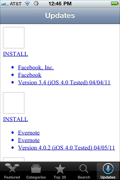NakedAppStore App store as a plain unordered list, sans formatting