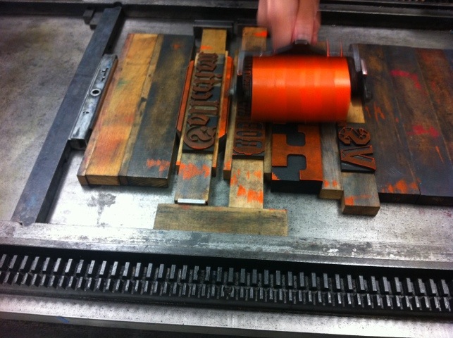 D. Shields inking type for the Type Truck vs. Rob Roy Kelly print